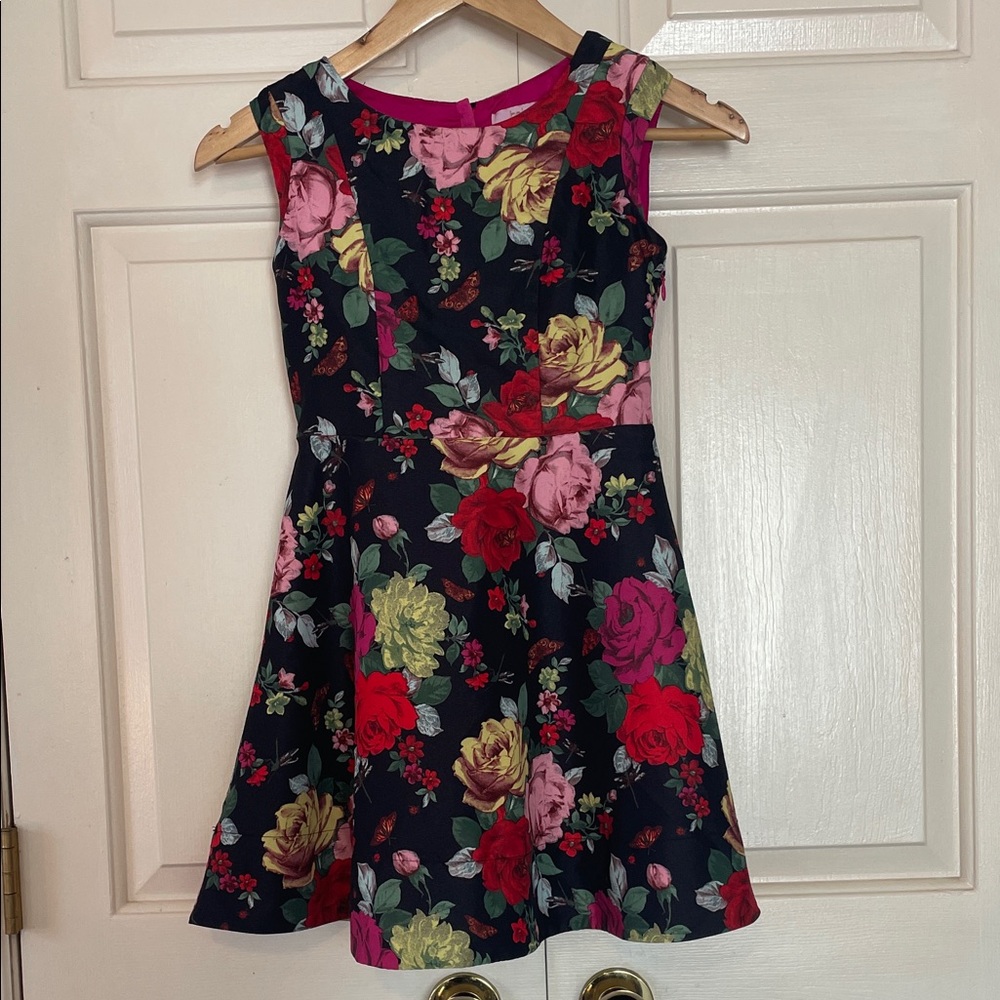 Baker by Ted Baker girls' floral fit and flare dress lined size 8 Christmas fall